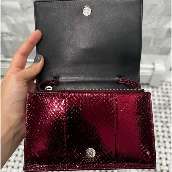 Saint Laurent Toy Metallic Kate Snakeskin Monogramme Wallet on Chain - Picture 3 of 5